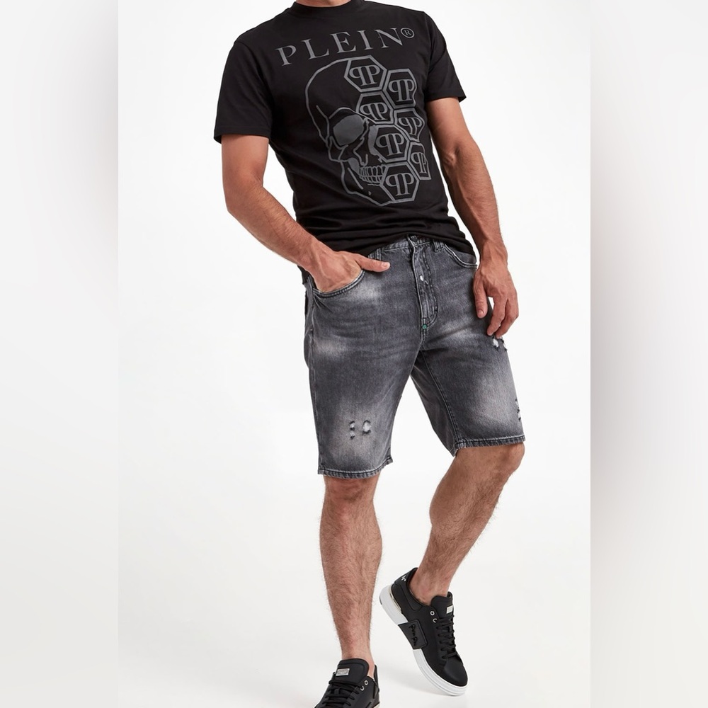 Phillip Plein distressed/faded shorts
